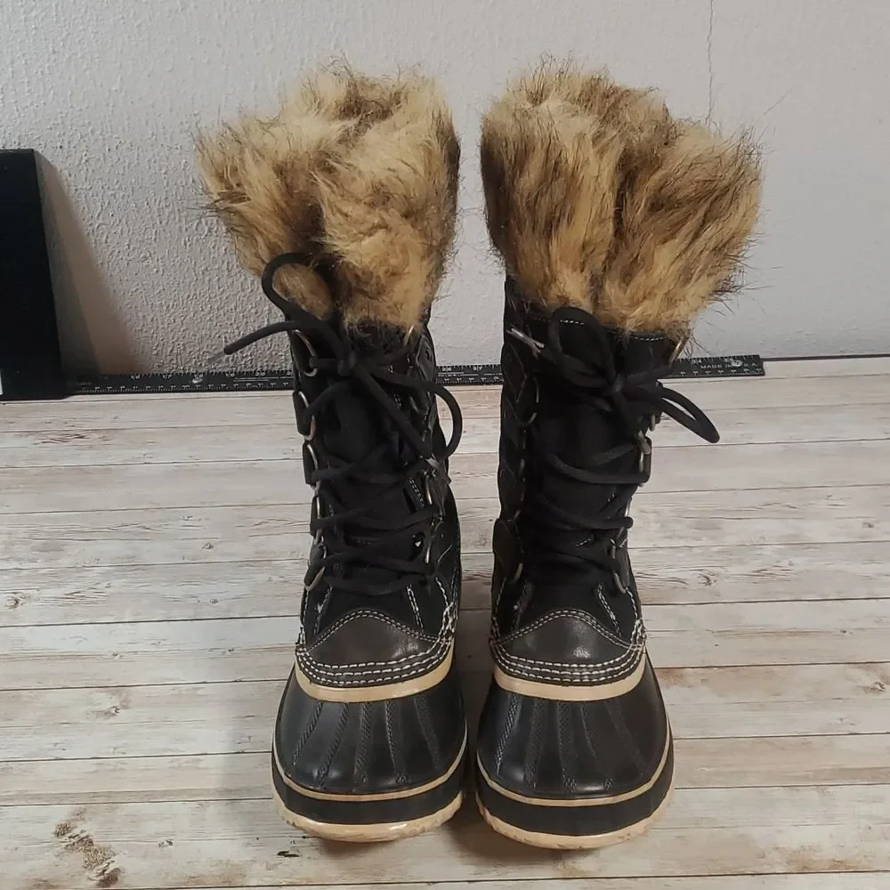 Sorel Joan of Arctic‎ Waterproof Womens Boots Size 6 Black & Natural Colorway
